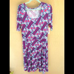 LuLaRoe 2XL NICOLE DRESS NWT Geometric Print
